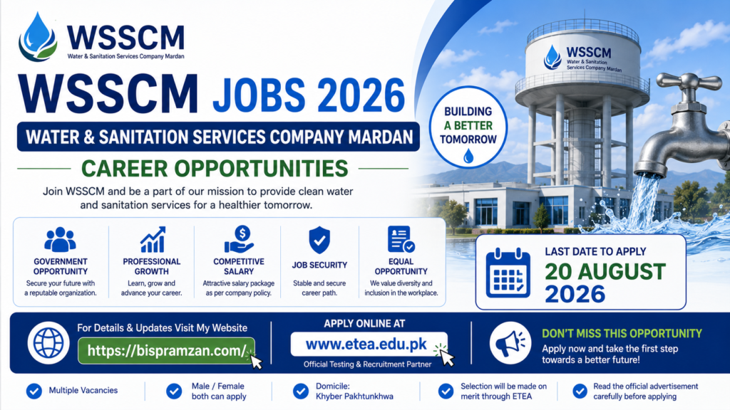 WSSCM Jobs 2026 Water & Sanitation Services Company Mardan Career Opportunities